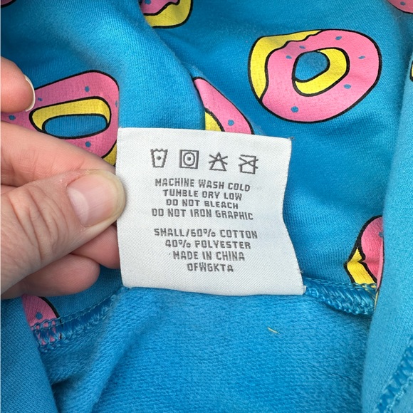 Odd Future OFWGKTA Men’s Blue All Over Doughnut Print Hoodie - Picture 8 of 9